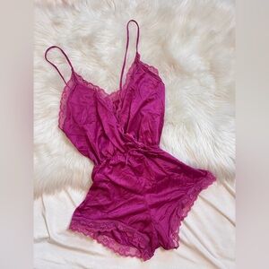 Vintage Lace 1980s Nylon Satin Playsuit